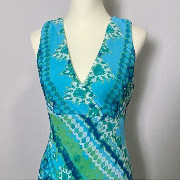 Vintage Y2K Dressbarn Asymmetrical Colorful Flowy Fairycore Midi Dress Size 10 - Picture 5 of 16